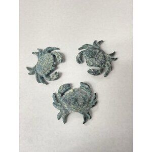 Miniature Bronze Crab Figurines Has A Green Patina LOT 3 Vintage 1.5” X 2”